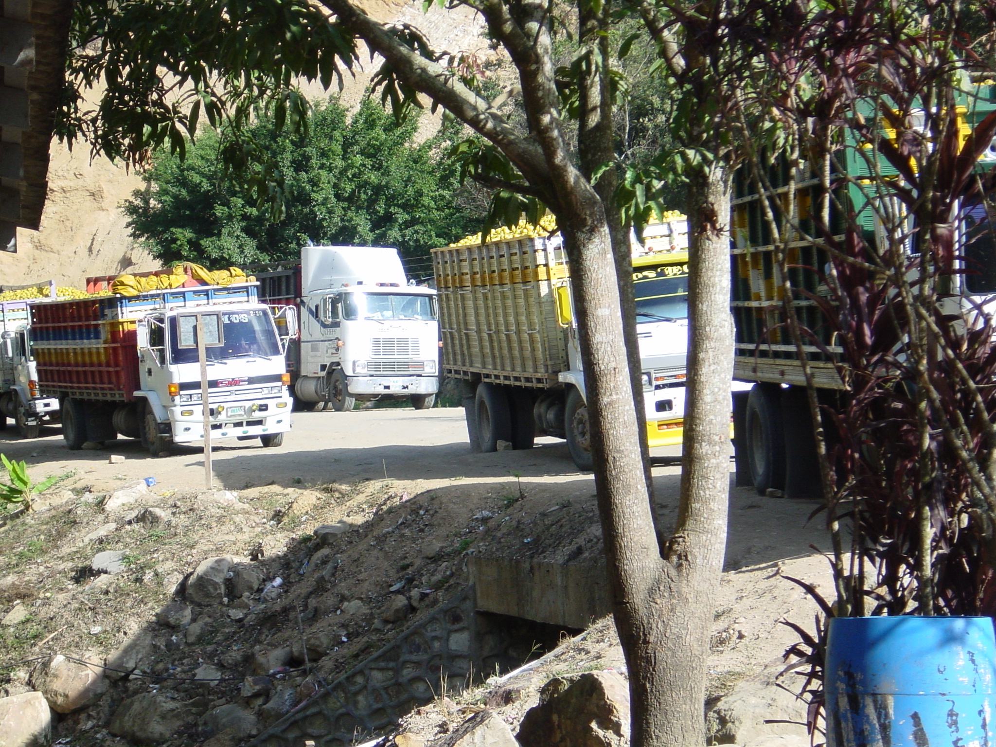 It makes you reconsider the breaking ability of trucks in Central America when you see them using the rock for park brake technique - Guatemala/Honduras border