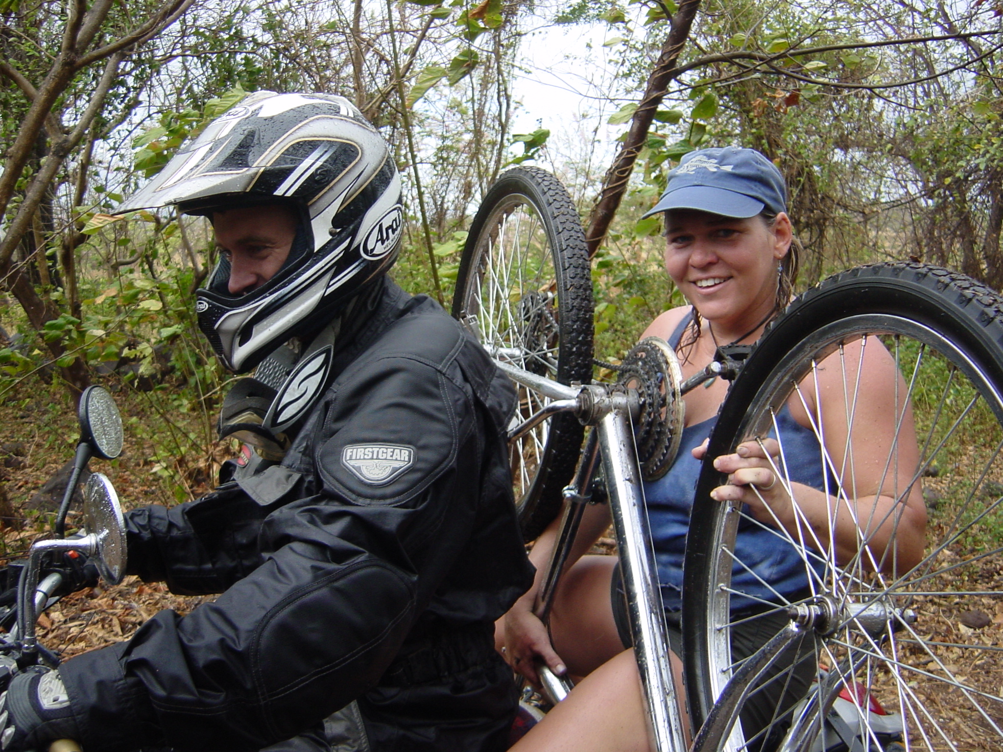 Helped a backpacker who also had a flat tyre...