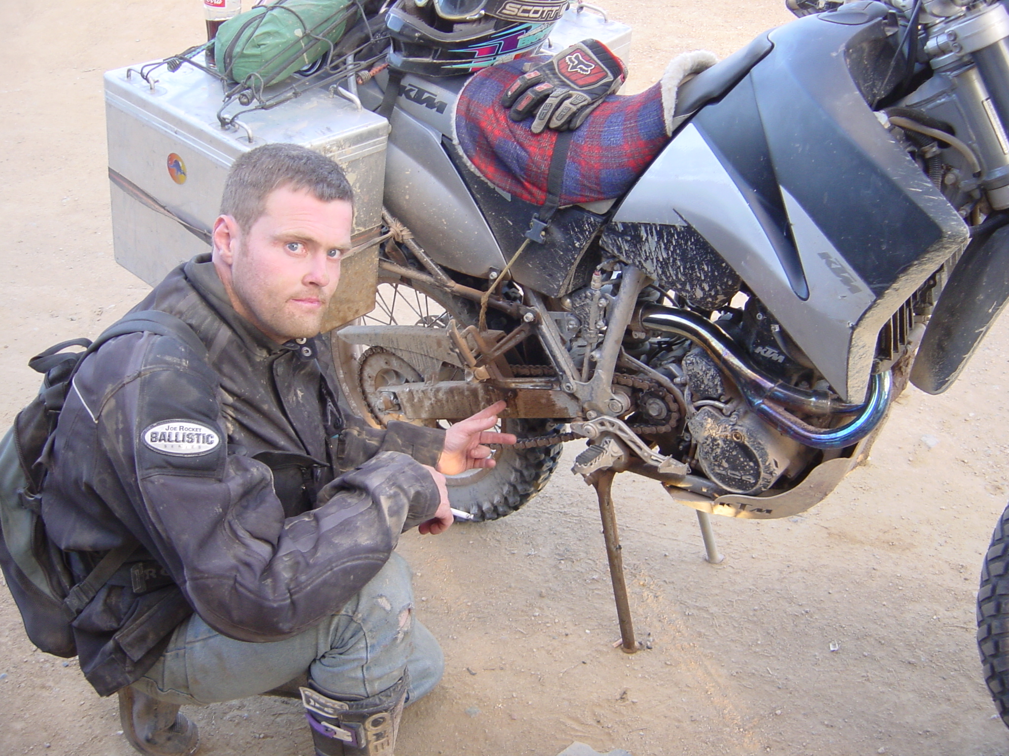 Now that isn't oil, is it? Slightly overfilling the bike and lying it upside down produces a worrying moment (sure your bike is fine, Jamie).