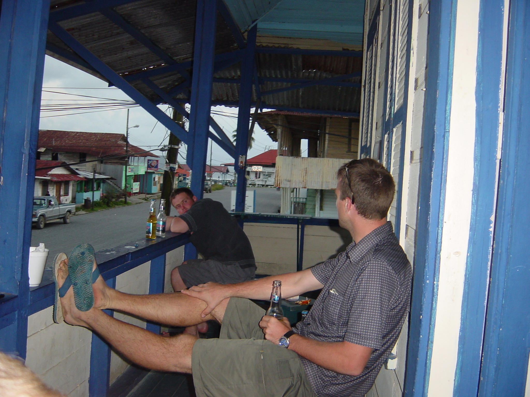 Beers and discussing the next day's riding