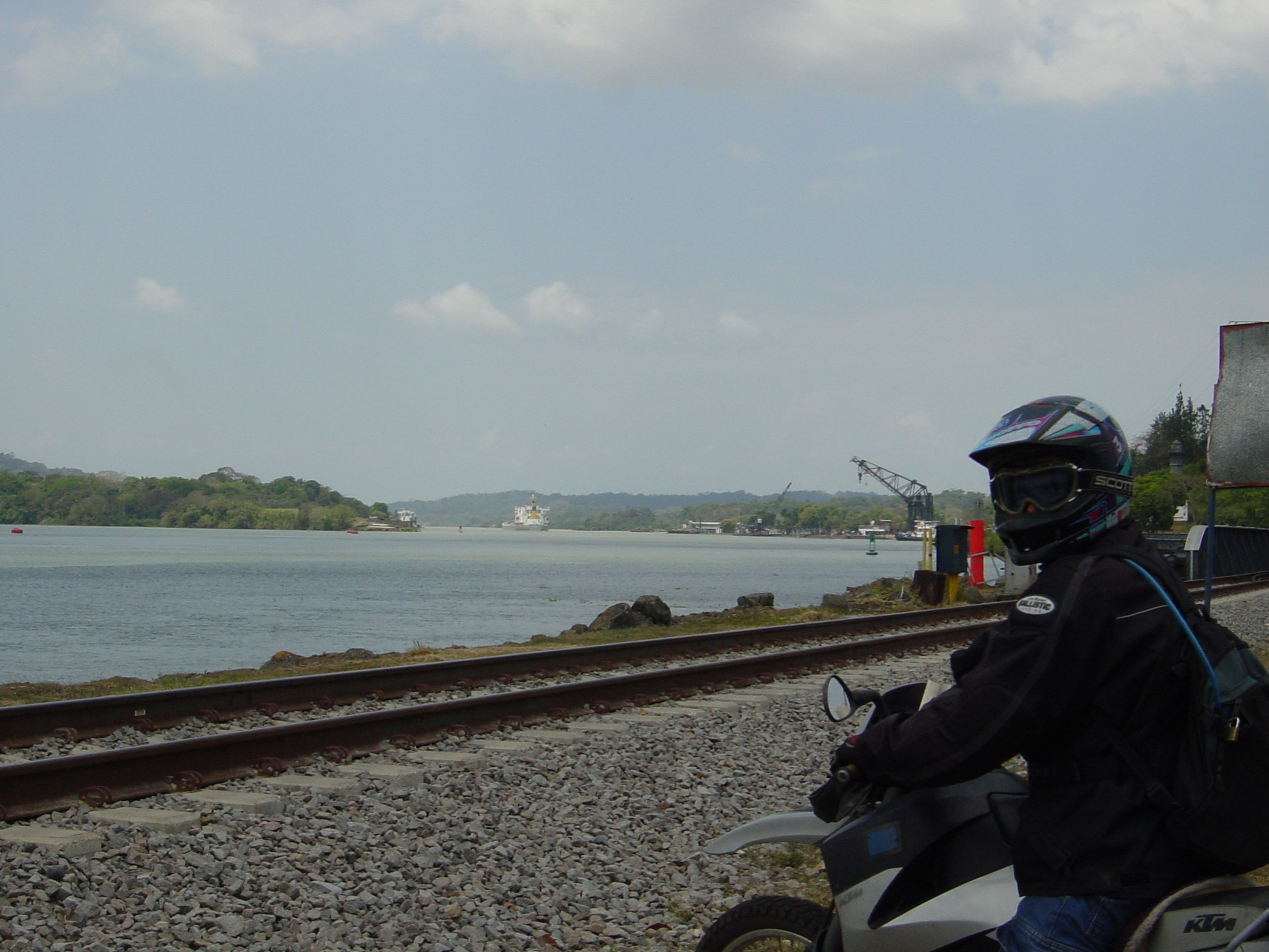 Boxy supervising the boats through the Panama Canal