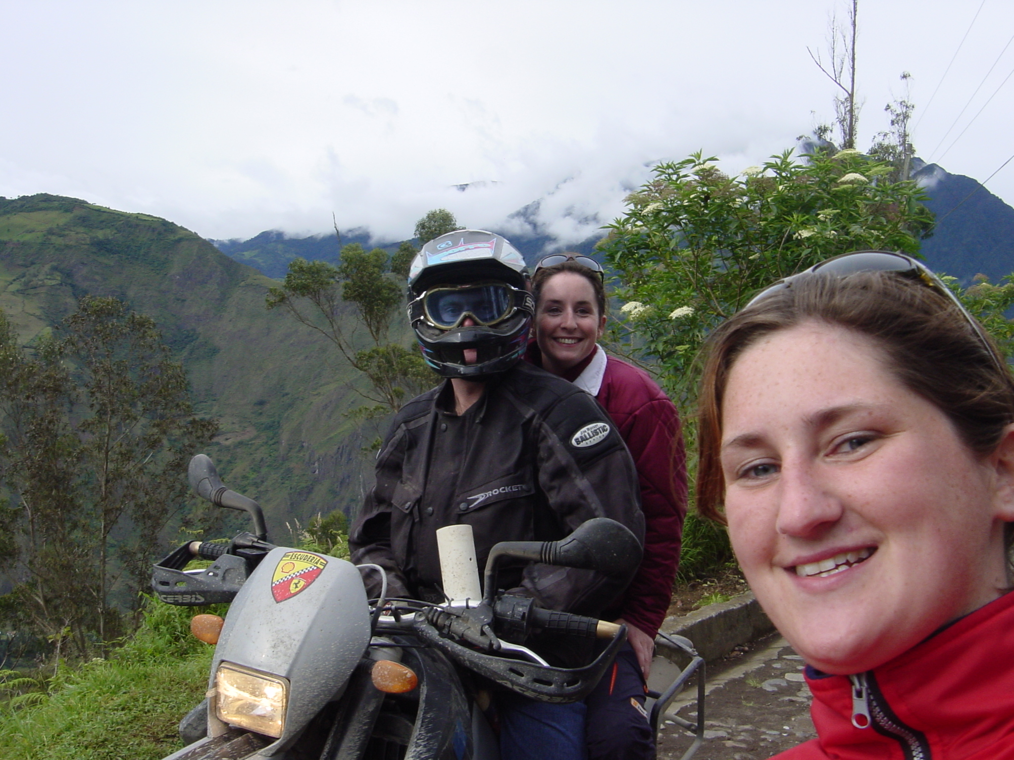 Irish lasses who conned us into giving them a ride around Banos, we tried to scare the hell out of them and it worked as we almost scared the hell out of ourselves as well - who knew the road would just disappear?