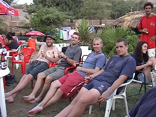 The 4 members of the Huacachina face first sand boarding challenge - everything tasted gritty for the next week. 