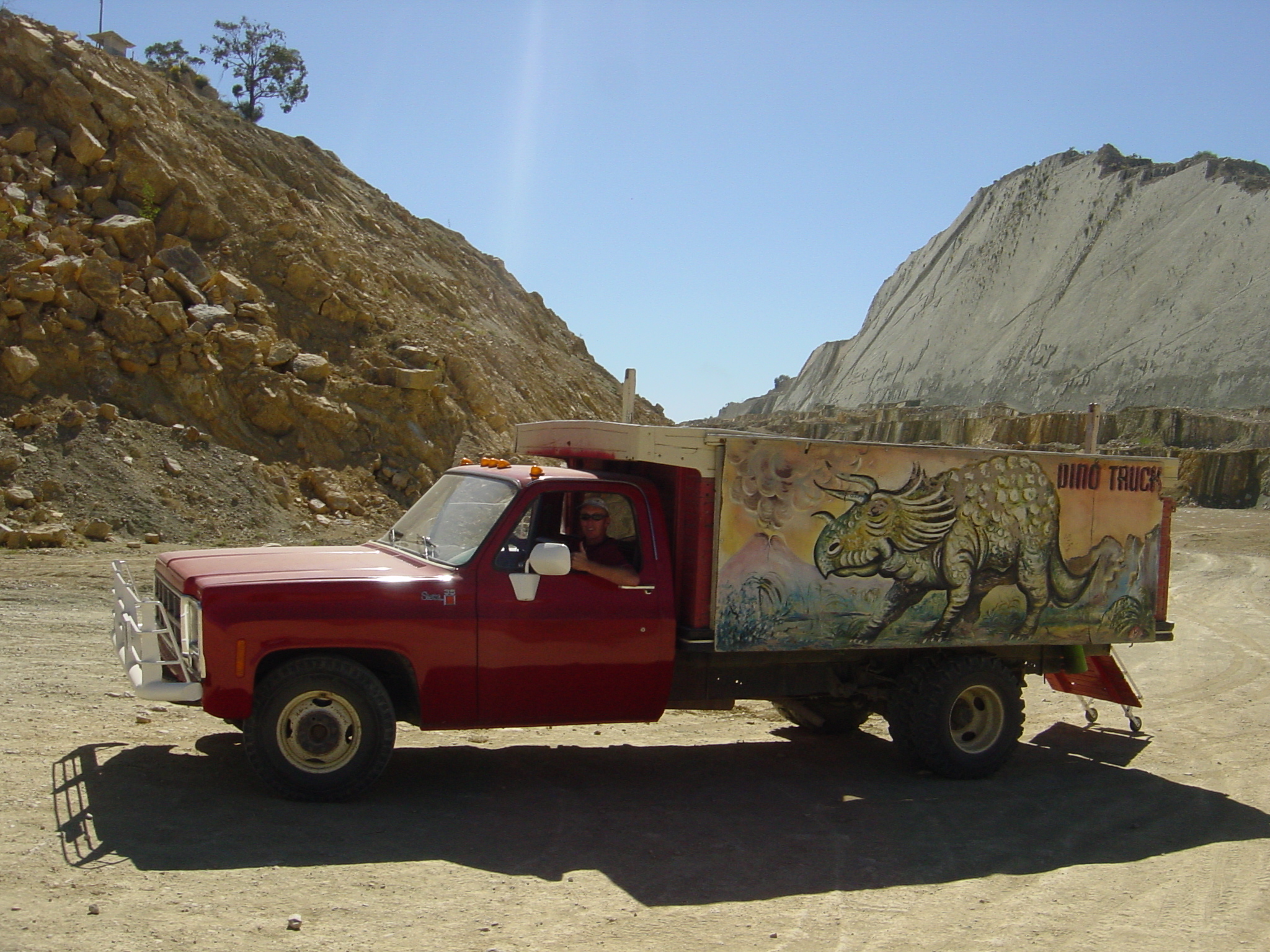 Jamie driving the Dino Truck - used to feed the Dinos?
