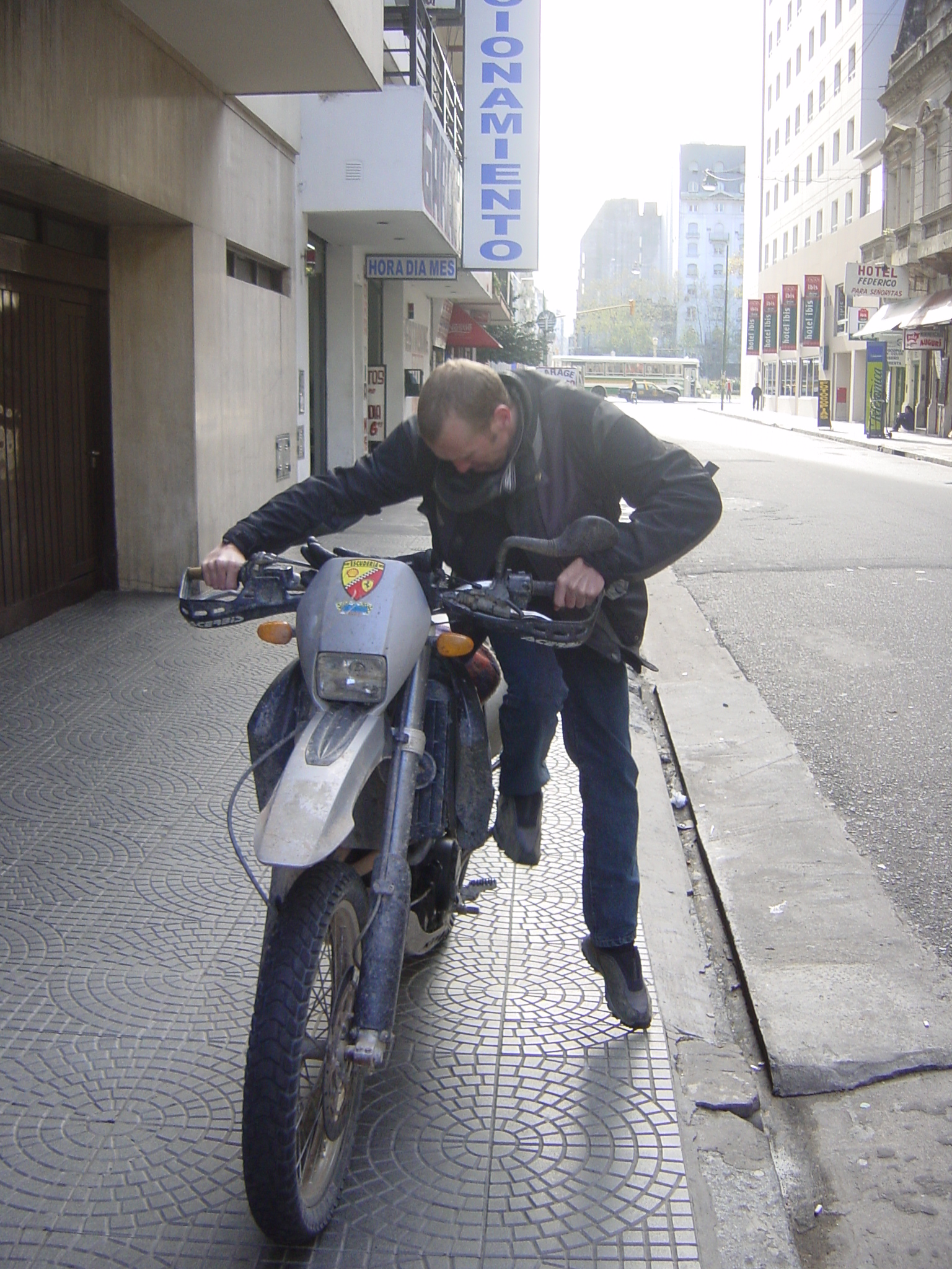 kickstarting the bike... lucky is the end