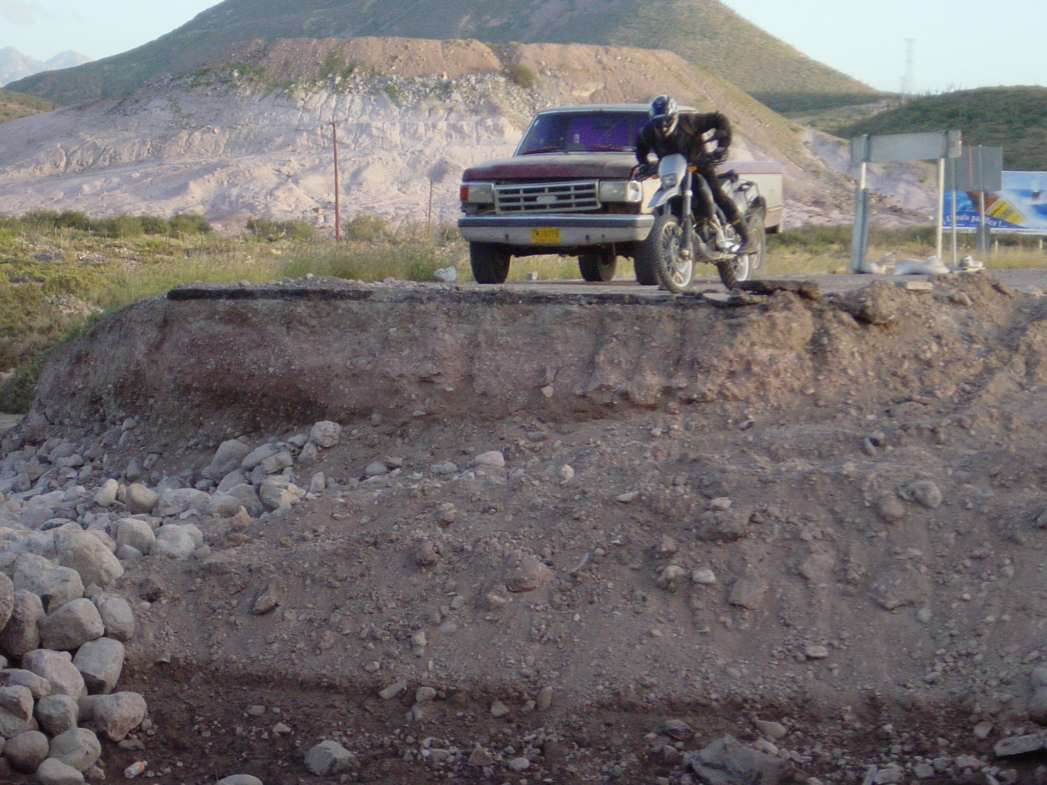 Lucky the truck was there, that's a big hole