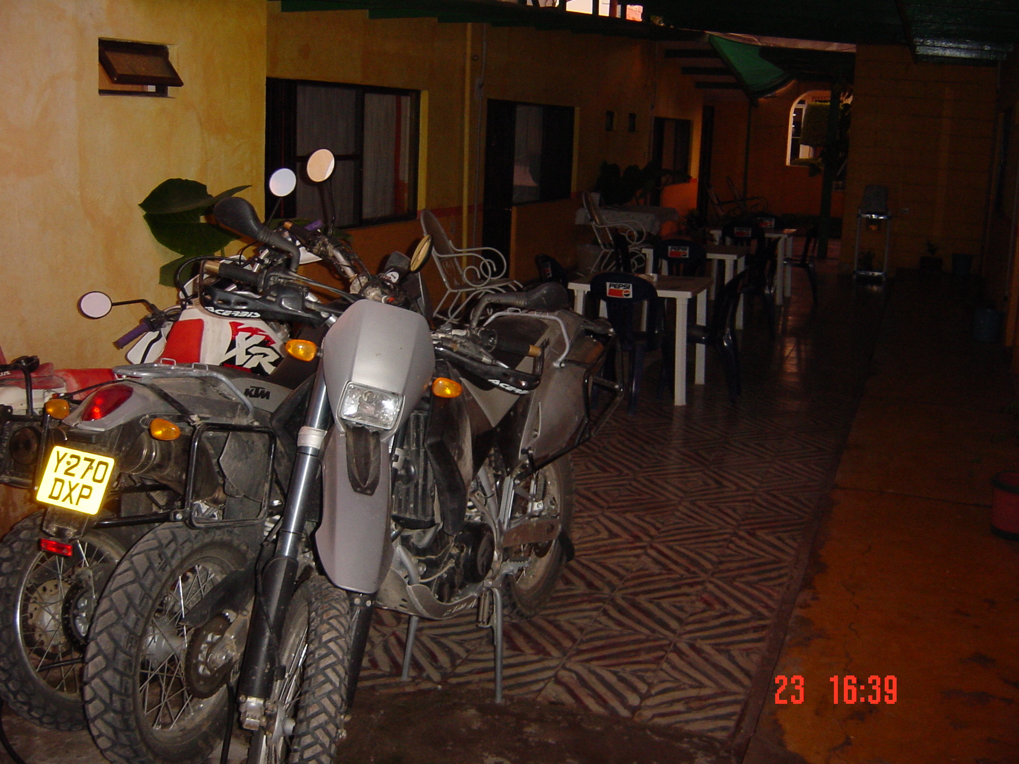 Typical bike evening storage - in the courtyard outside our room