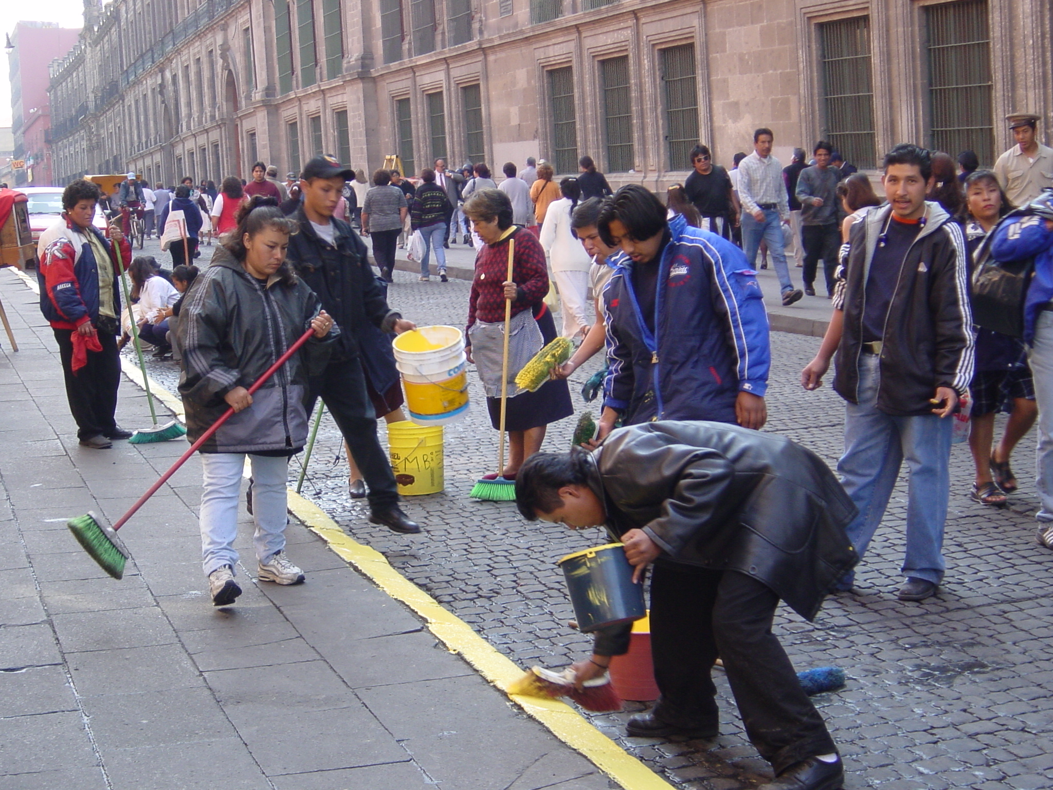 This was the street outside the hostel; it seemed like a candid camera stunt, with the assortment of work clothes and the fact that the street would soon be flooded with Xmas shoppers.