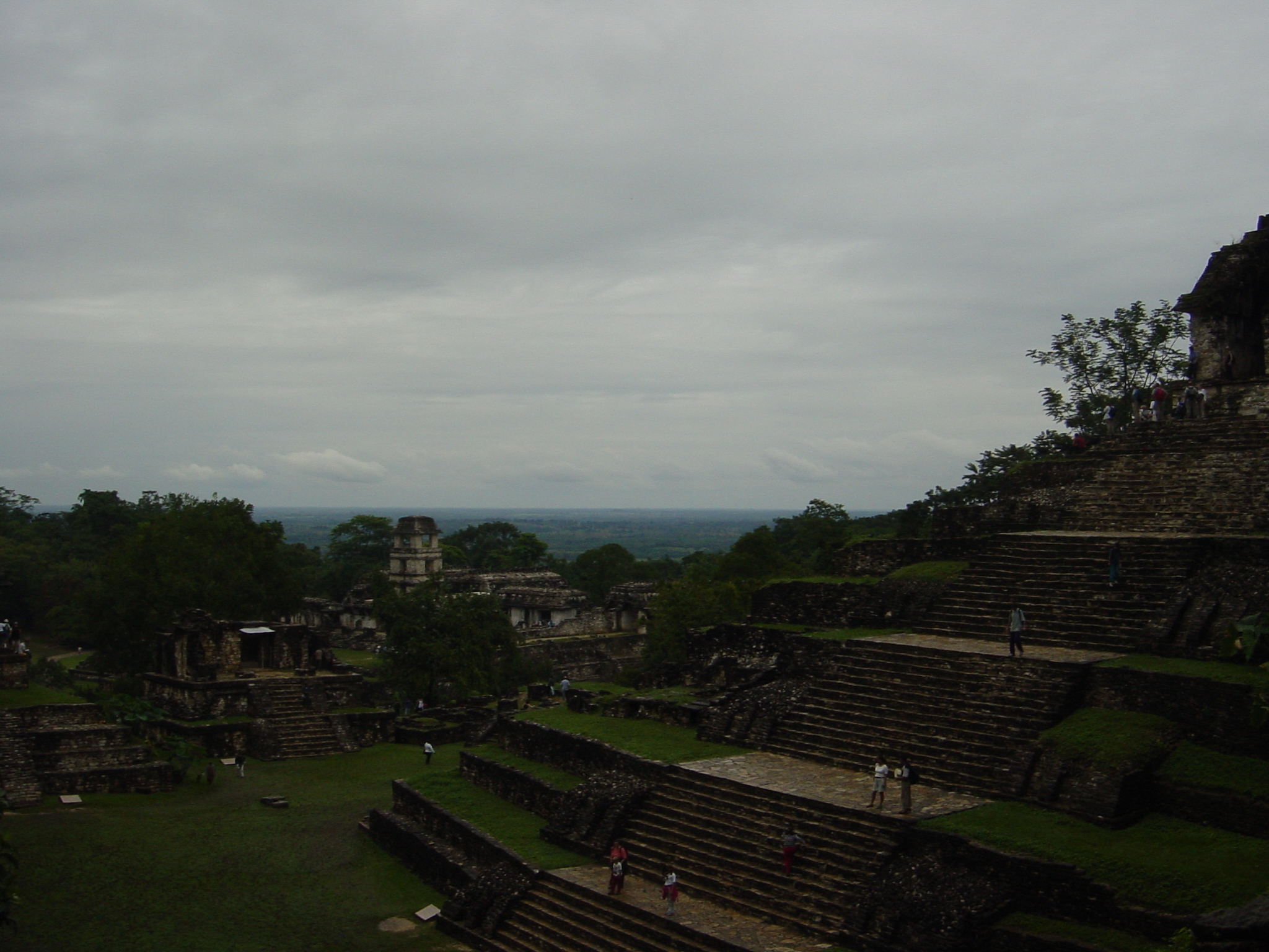 A photo of the Palenque ruins that are set amongst the jungle