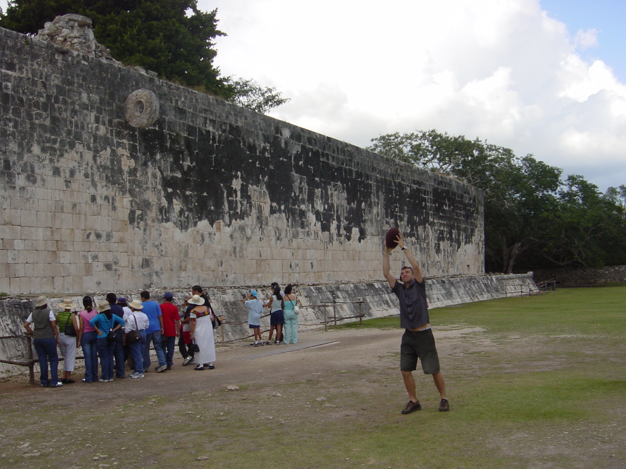 What a grap - Ball caught at Chichen Itza. Apparently the losing team used to get sacrificed.