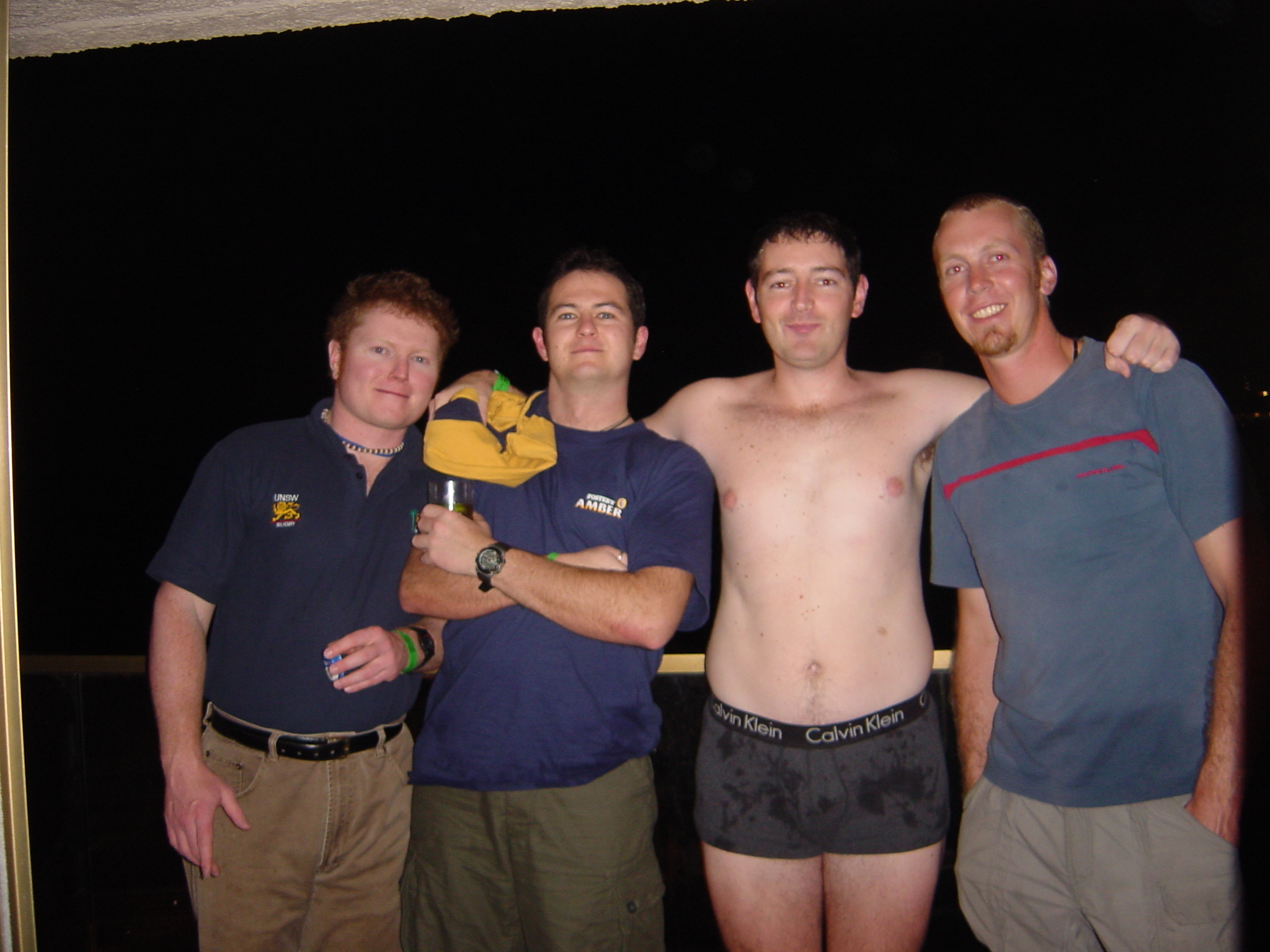 Hold on, let’s get a photo before we hit the town, OK, let’s go. - Brendan, Mus, Shawno, Jamie